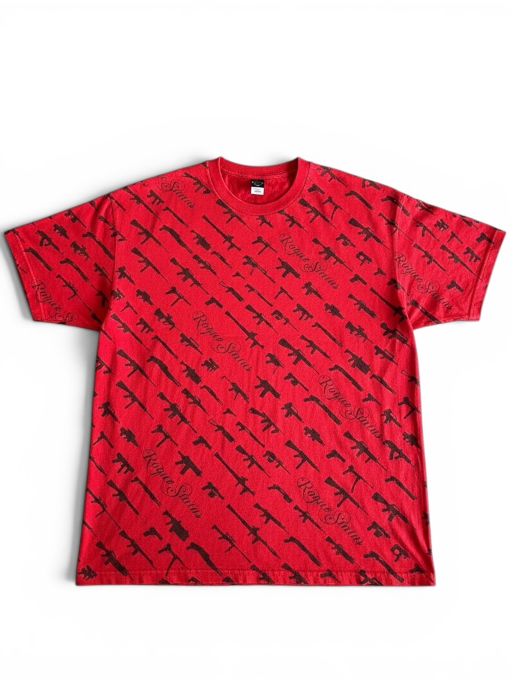 VTG Rogue Status Red Gun Show AOP T-Shirt Dyrdek Mens XL Short Sleeve Y2K Skate